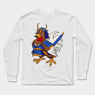 Chicken Samurai Blue Long Sleeve T-Shirt